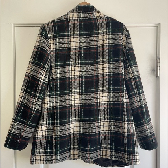 Vintage White Stag Plaid Wool Blazer - 12 - Picture 4 of 4
